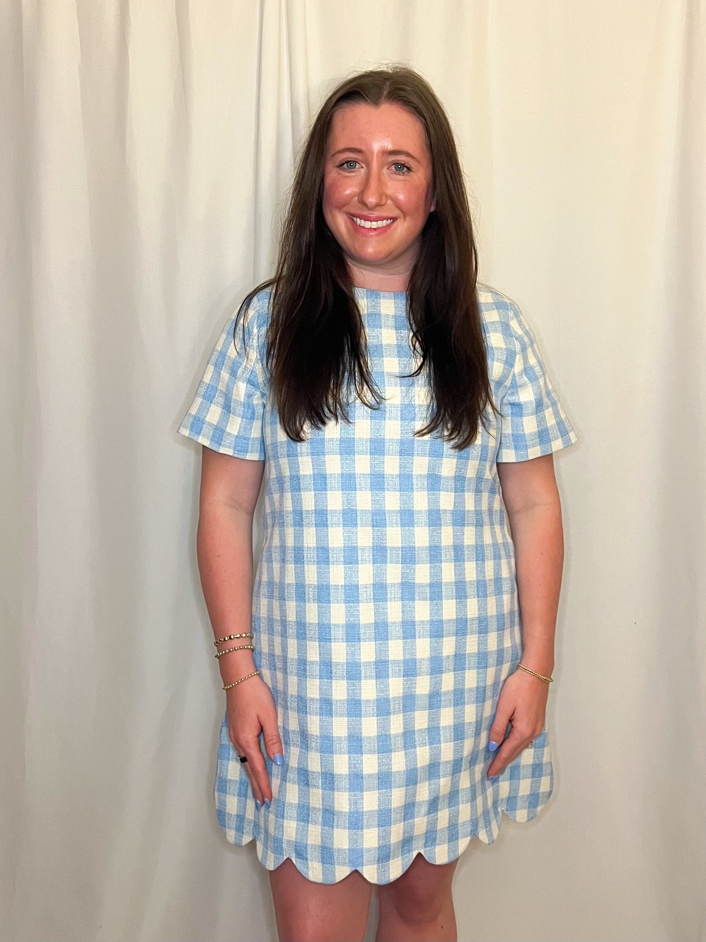 Blue gingham dress