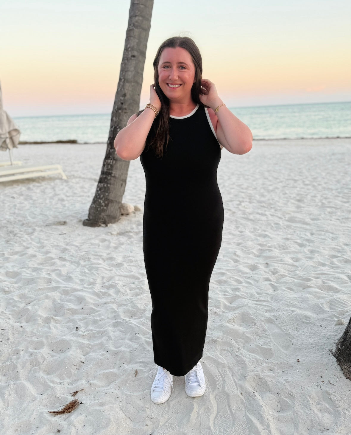black knit maxi dress