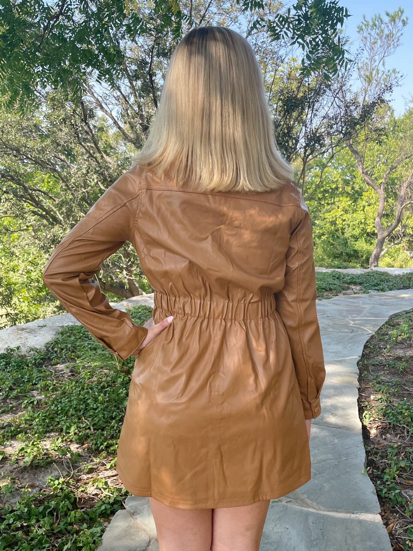 Leather Dress - Camel