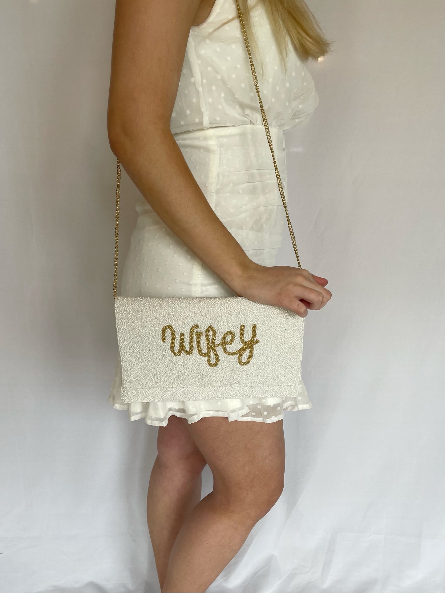 Wifey Beaded Crossbody Clutch