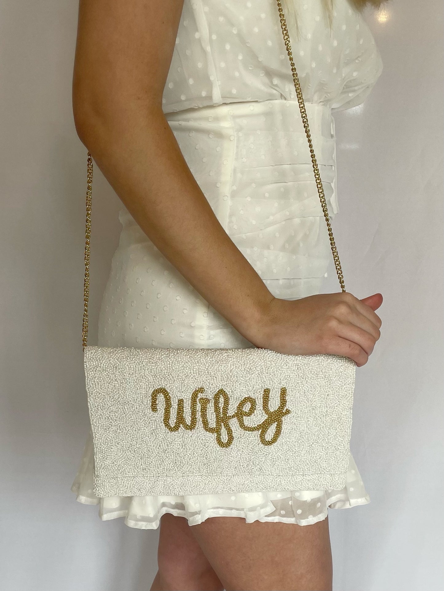 Wifey Beaded Crossbody Clutch
