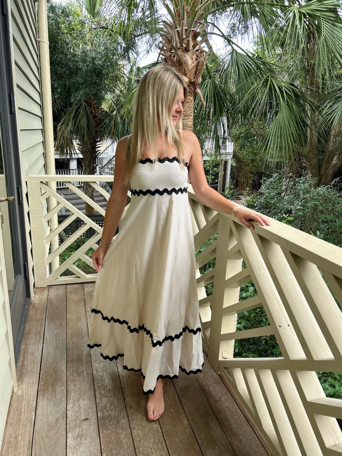 Cream & Black Maxi Dress