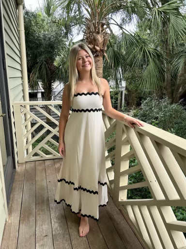 Cream & Black Maxi Dress