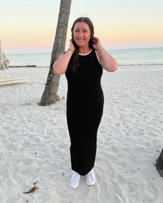 black knit maxi dress