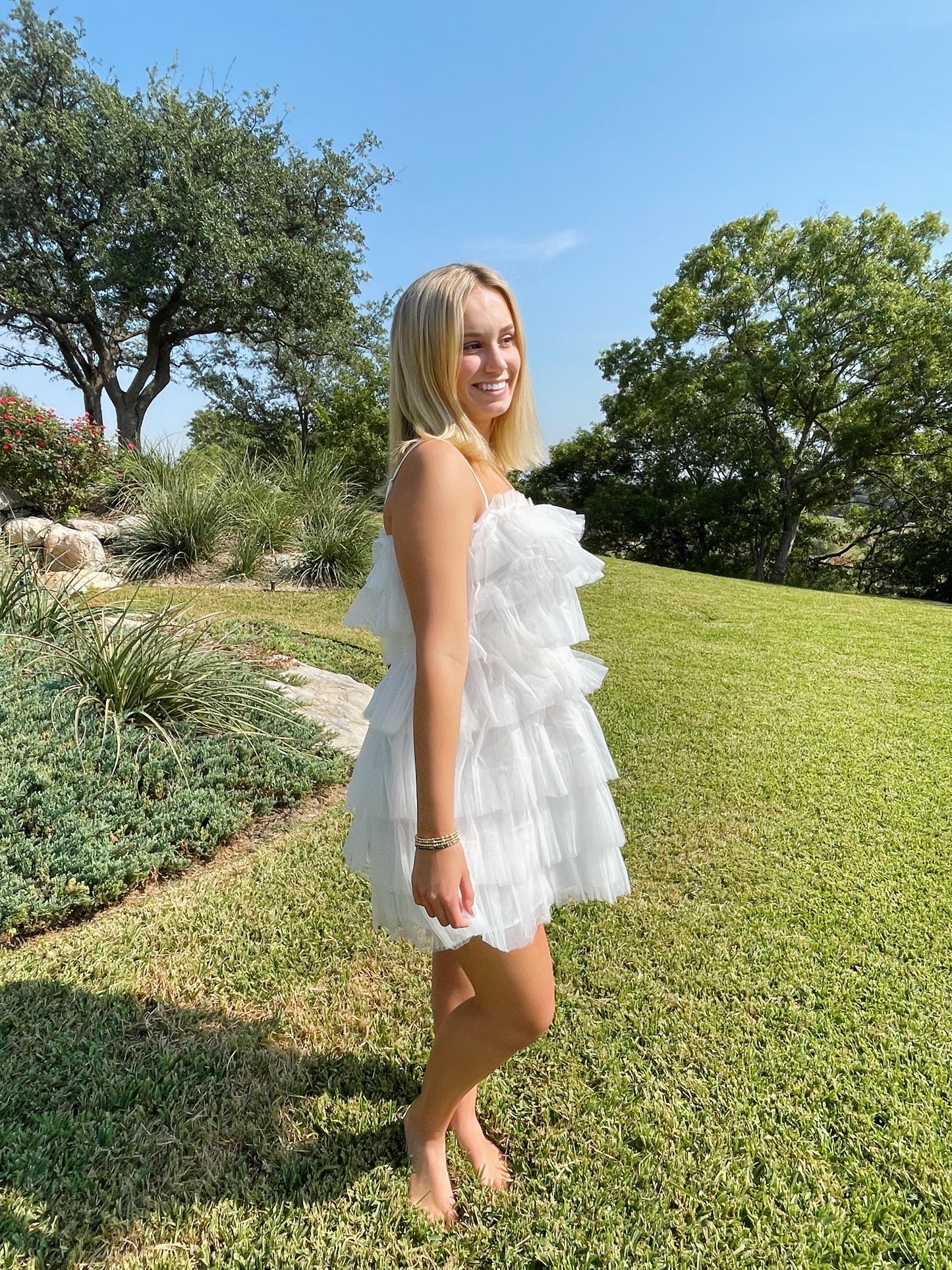 White Tiered Ruffle Dress