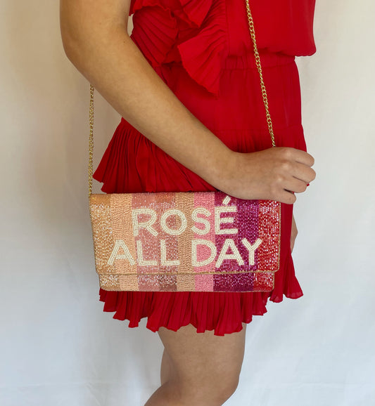 Rosé All Day Sequin Crossbody Clutch