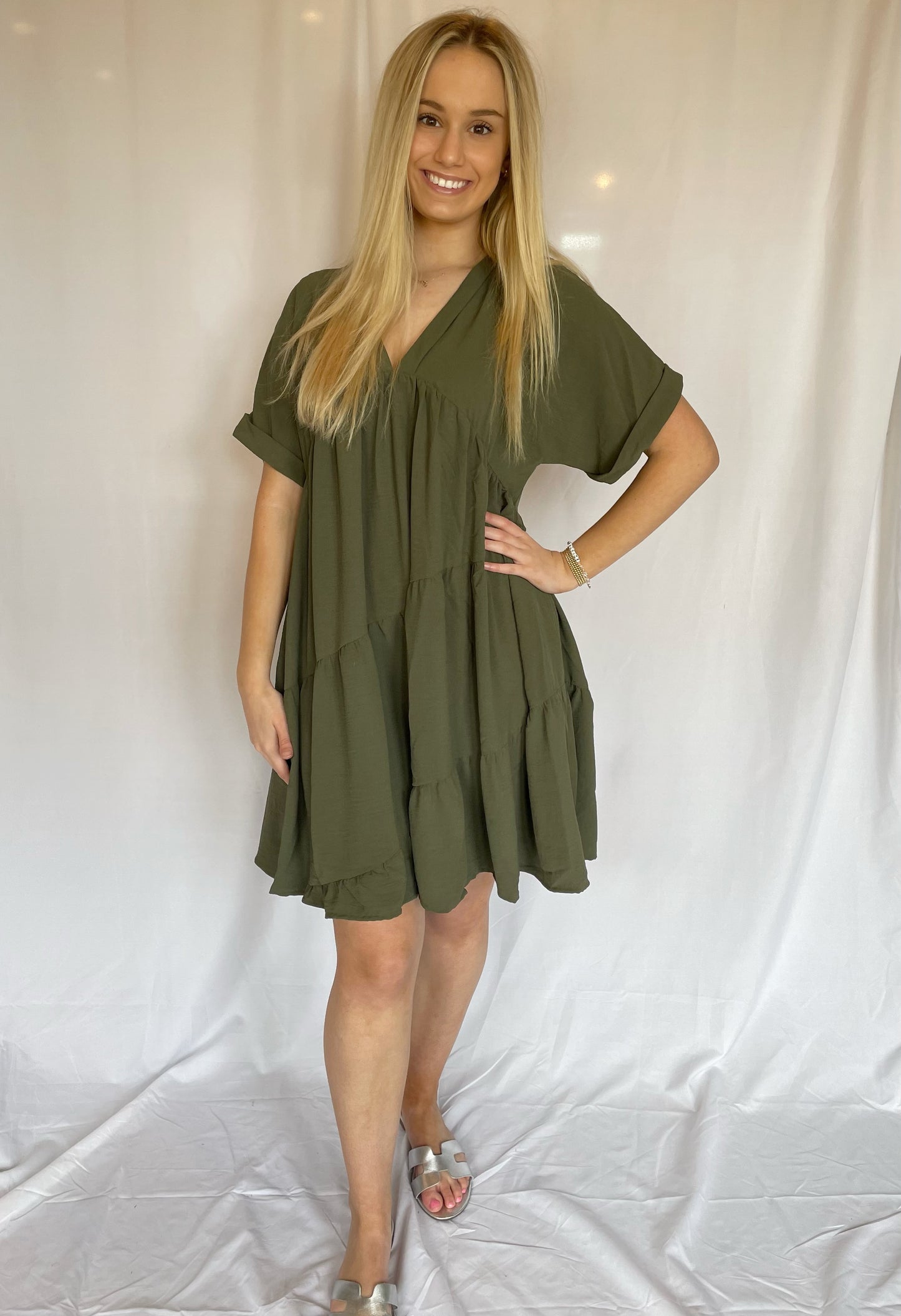 Rachel Tiered Dress - Olive