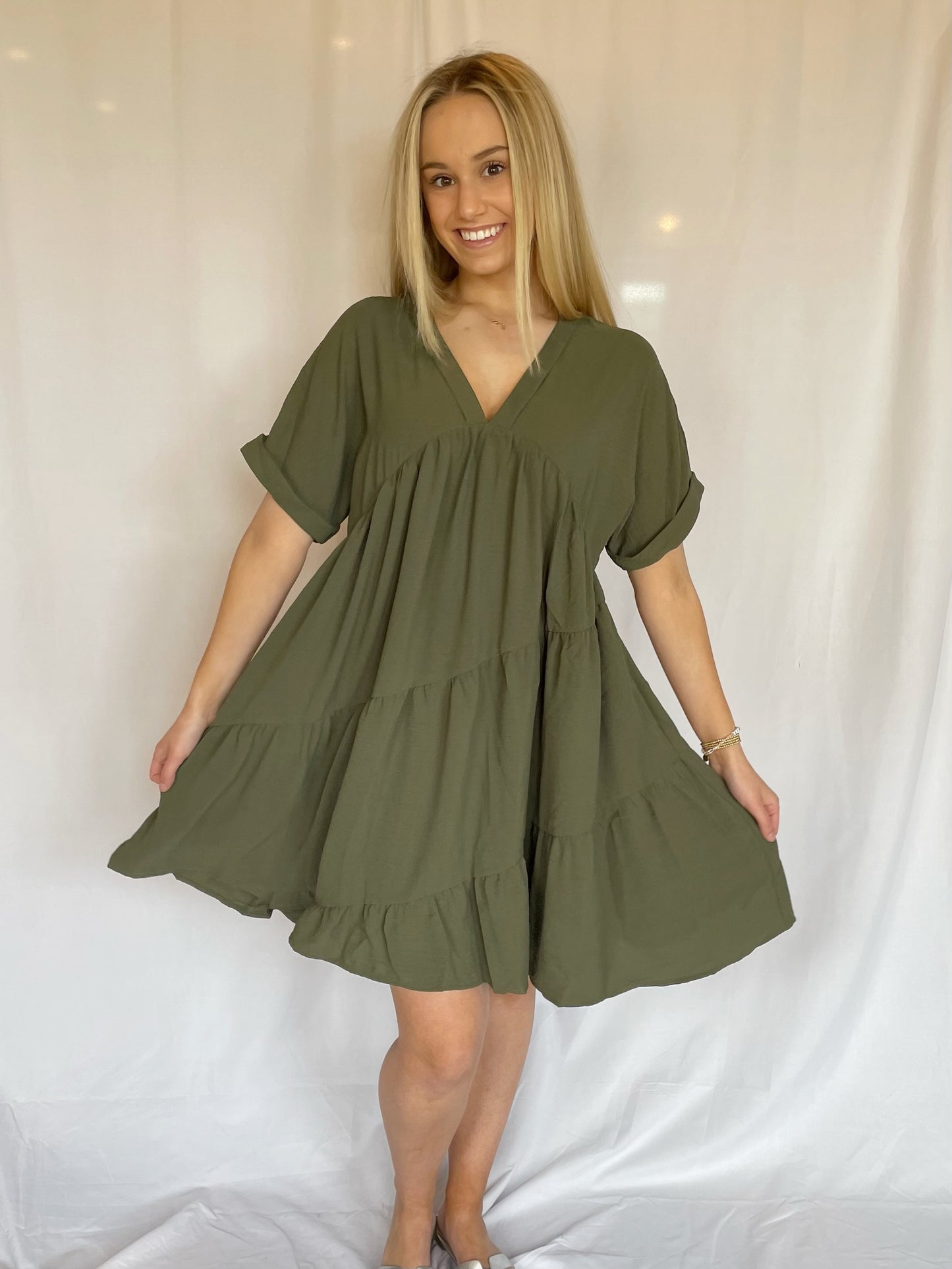 Rachel Tiered Dress - Olive