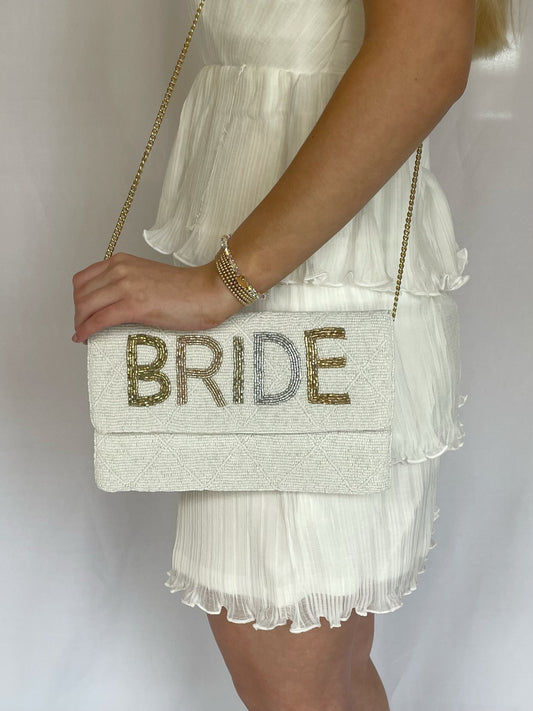 Bride Beaded Crossbody Clutch