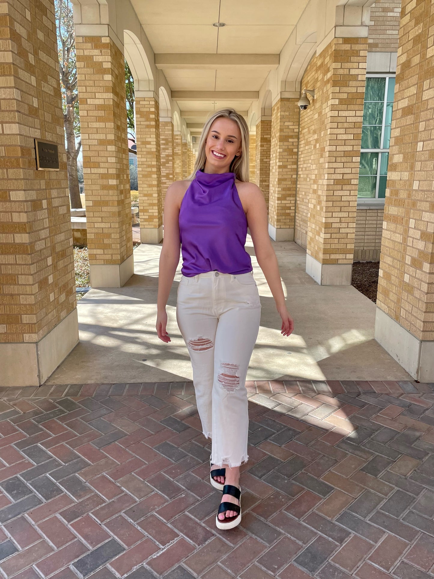 Satin Halter Top - Purple